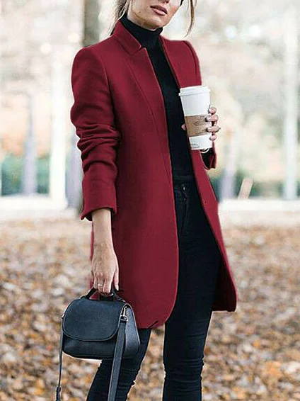 Women's Autumn Outerwear Casual Plain Long Sleeve Jacket