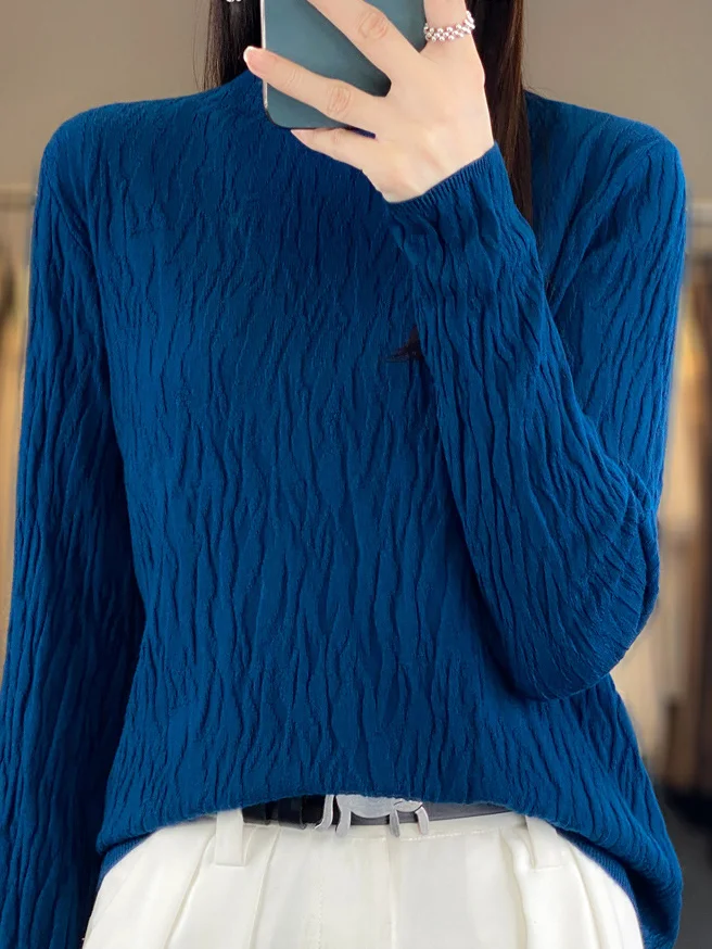 Women's Spring/Fall Plain Casual Long Sleeve Mock Neck Wool/Knitting Sweater