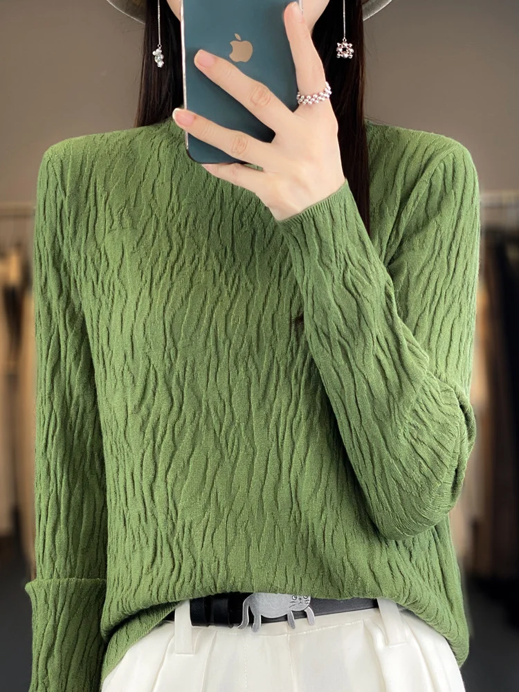 Women's Spring/Fall Plain Casual Long Sleeve Mock Neck Wool/Knitting Sweater