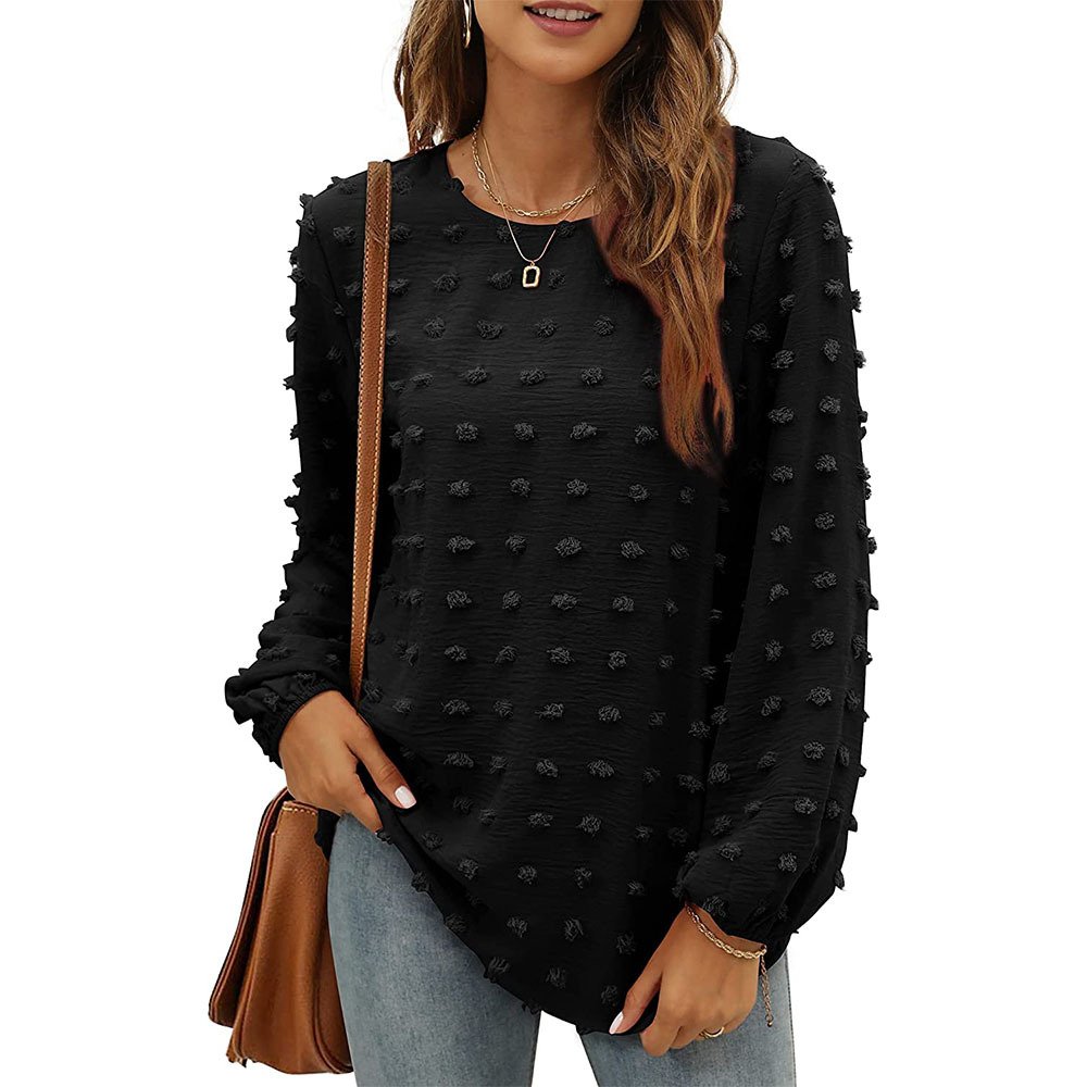 Women's Long Sleeve Blouse Spring/Fall Plain Crew Neck Daily Going Out Casual Top