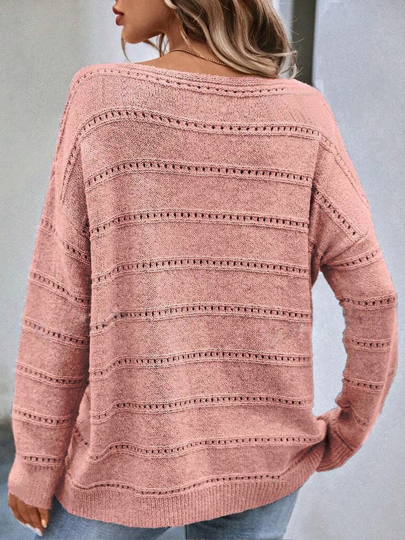 Women's Spring/Fall Plain Casual Long Sleeve Crew Neck Yarn/Wool Yarn Sweater