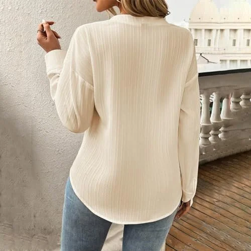 Women's Long Sleeve Blouse Spring/Fall Plain Buckle Stand Collar Daily Going Out Casual Top