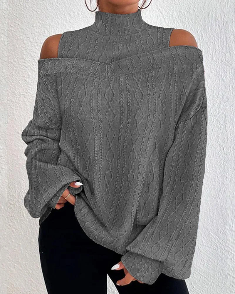 Women's Long Sleeve Blouse Spring/Fall Plain Jersey Turtleneck Daily Going Out Casual Top