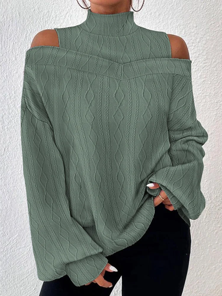 Women's Long Sleeve Blouse Spring/Fall Plain Jersey Turtleneck Daily Going Out Casual Top