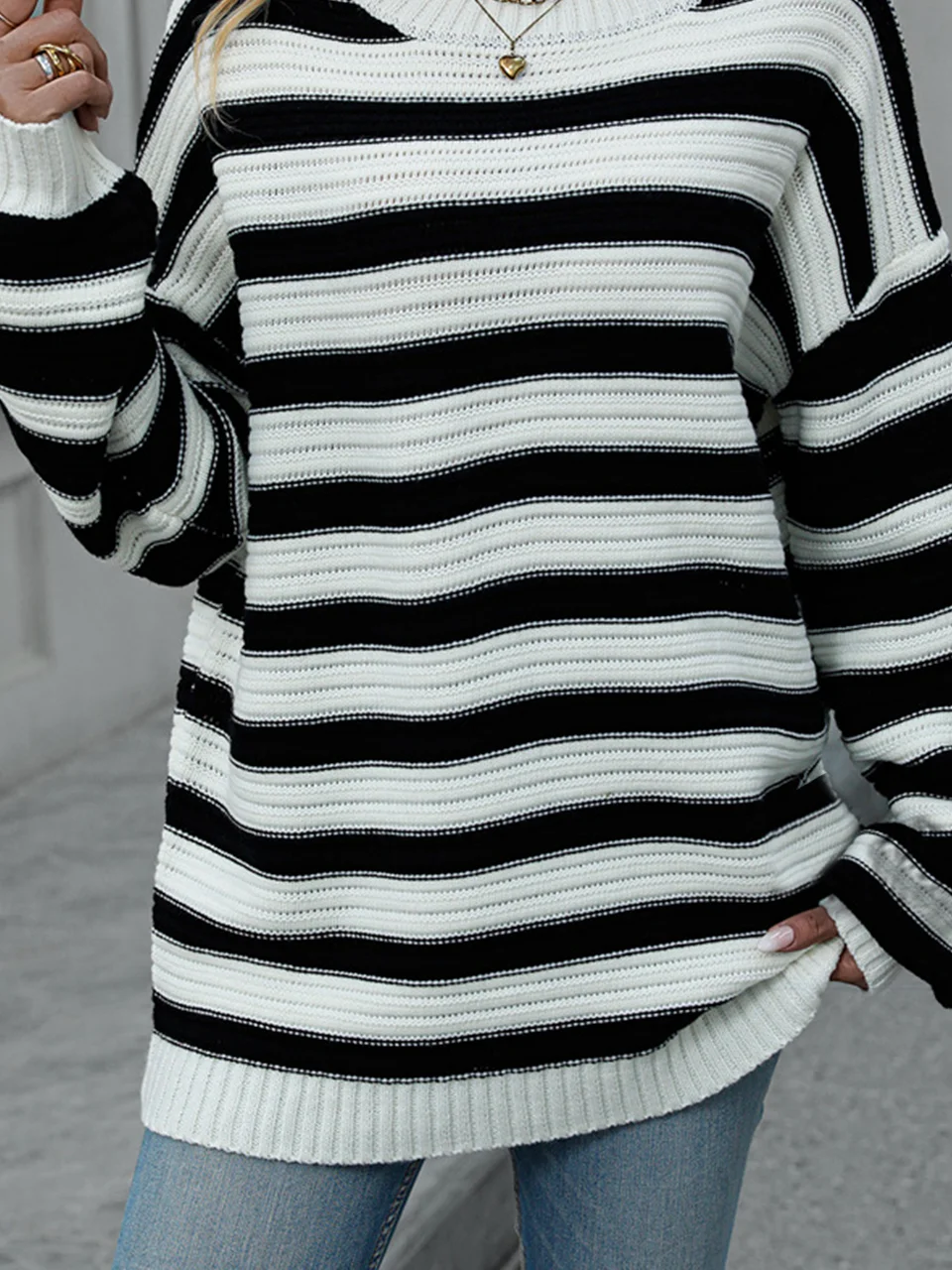 Women's Spring/Fall Striped Casual Long Sleeve Crew Neck Wool/Knitting Sweater