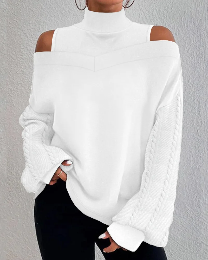 Women's Long Sleeve Blouse Spring/Fall Plain Jersey Turtleneck Daily Going Out Casual Top