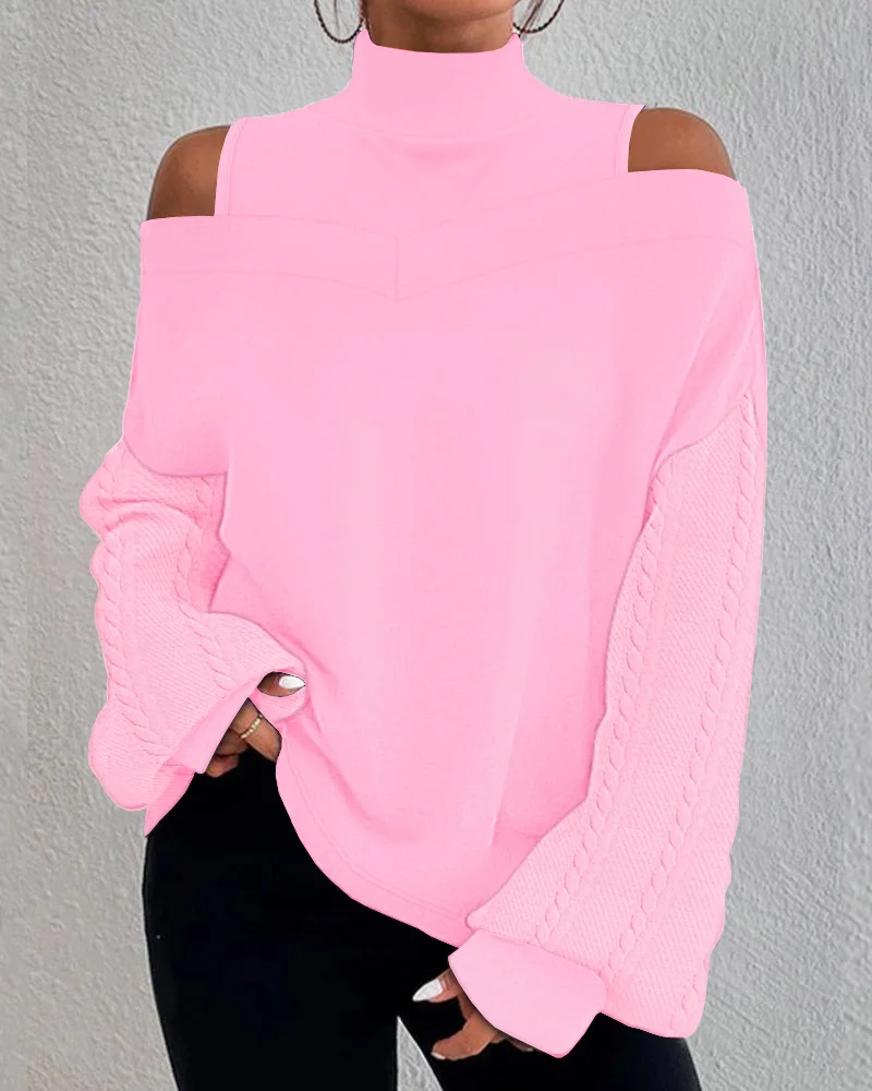 Women's Long Sleeve Blouse Spring/Fall Plain Jersey Turtleneck Daily Going Out Casual Top