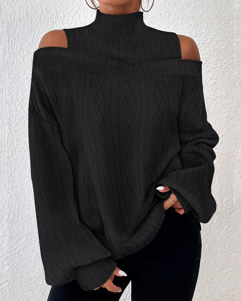 Women's Long Sleeve Blouse Spring/Fall Plain Jersey Turtleneck Daily Going Out Casual Top