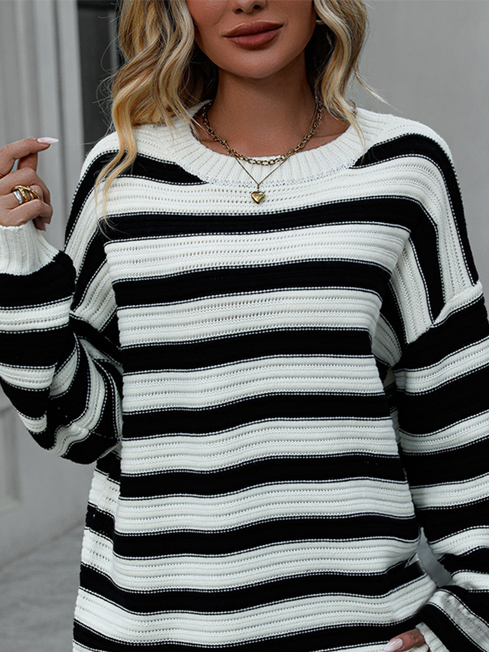 Women's Spring/Fall Striped Casual Long Sleeve Crew Neck Wool/Knitting Sweater