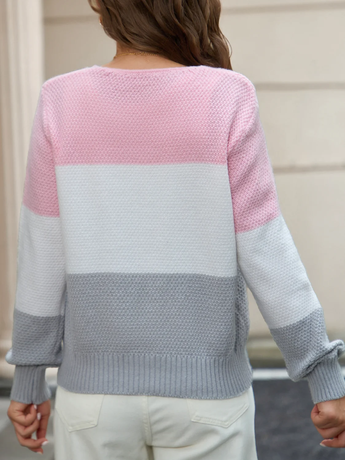 Women's Spring/Fall Striped Casual Long Sleeve V Neck Yarn/Wool Yarn Sweater