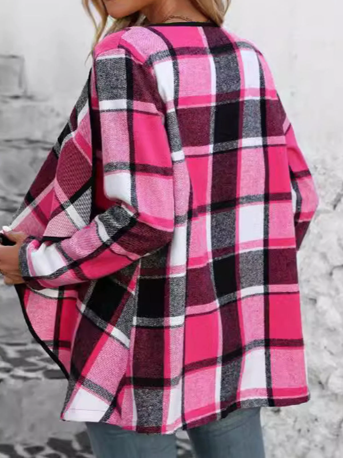 Women's Spring/Fall Outerwear Casual Plaid Long Sleeve Jacket