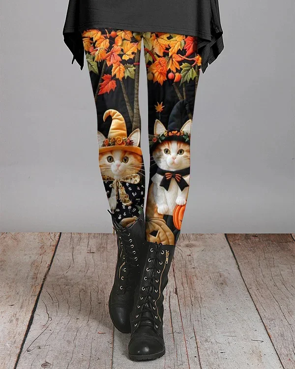 Women's Casual Cat Jersey All Season Long Leggings