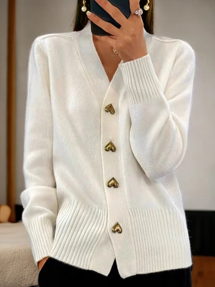 Women's Casual Winter Plain Yarn/Wool Yarn Buttoned Cardigan