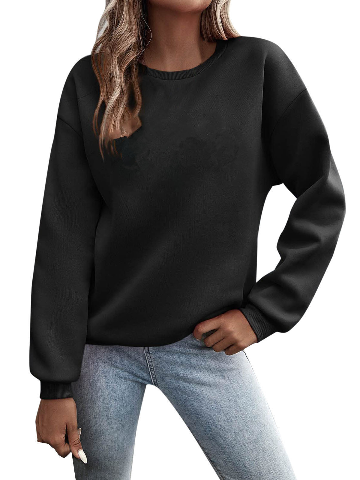 Women's Crew Neck Cat Casual Spring/Fall Jersey Long Sleeve Sweatshirt