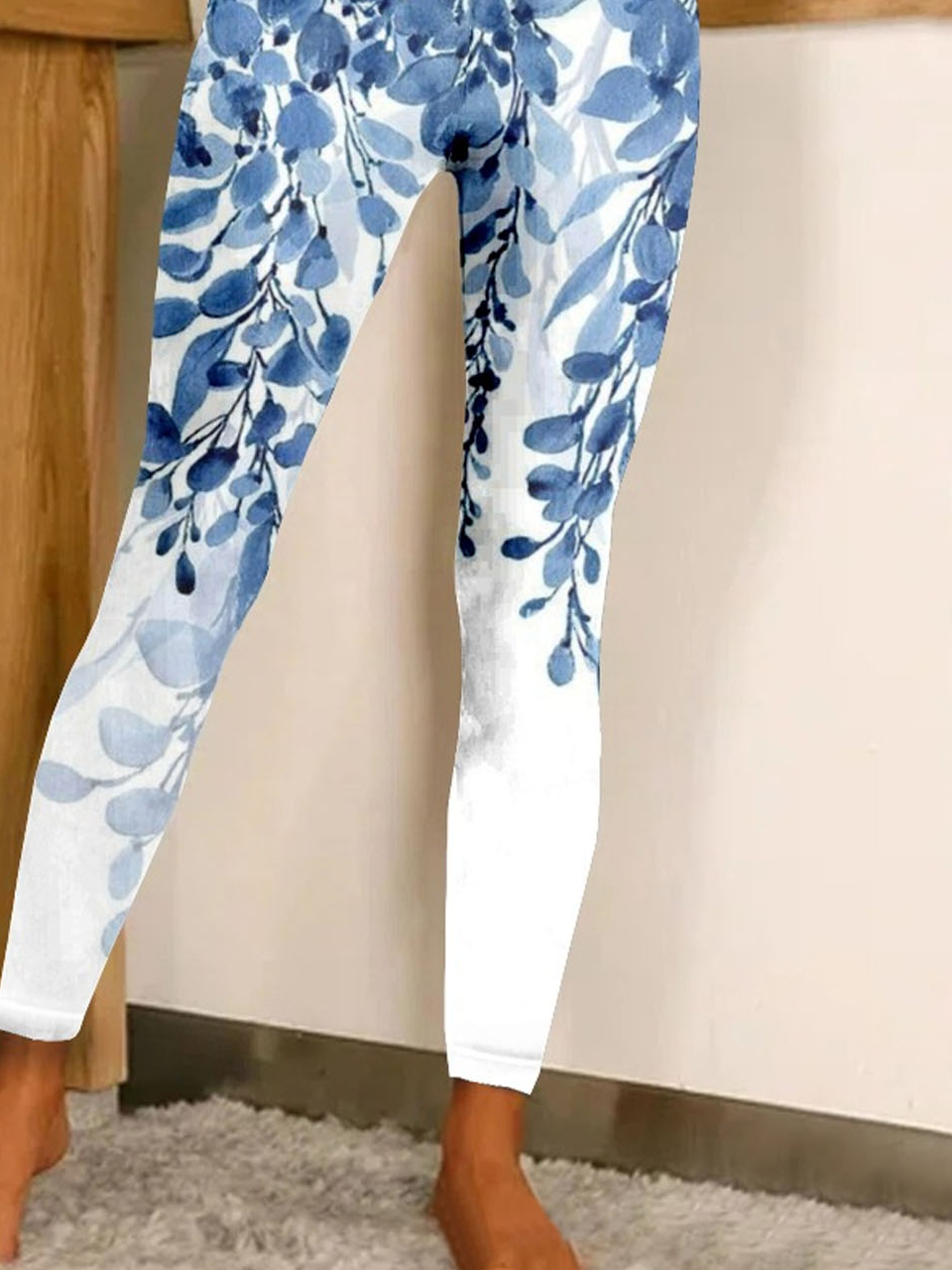 Women's Casual Leaf Jersey All Season Long Leggings