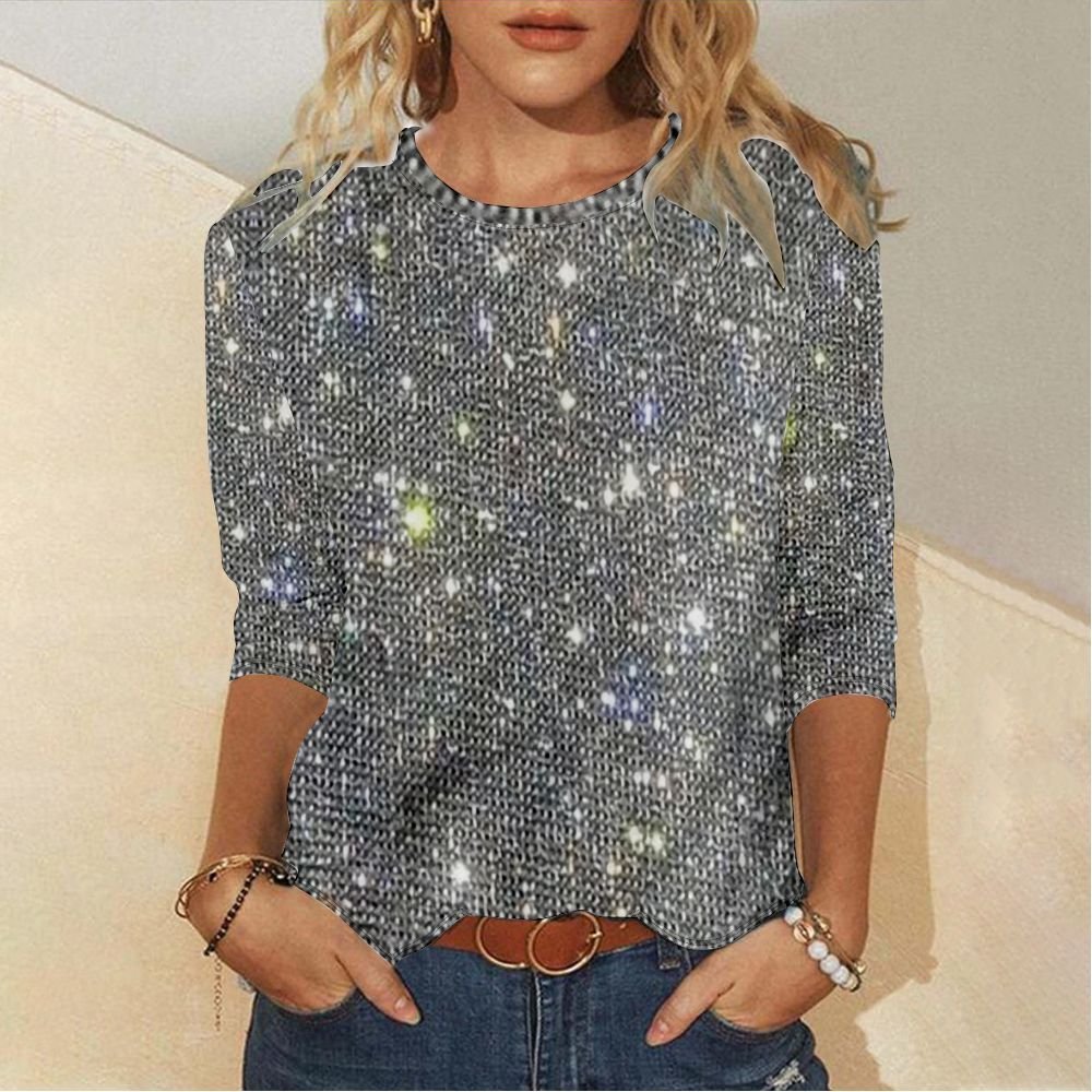 Women's Long Sleeve Tee T-shirt Spring/Fall Geometric Jersey Crew Neck Daily Going Out Casual Top