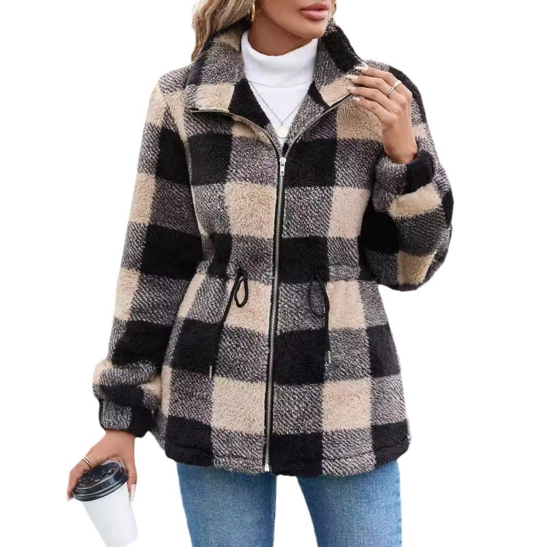 Women's Winter Outerwear Teddy Velvet Casual Plain Long Sleeve Shirt Collar Fleece Coat