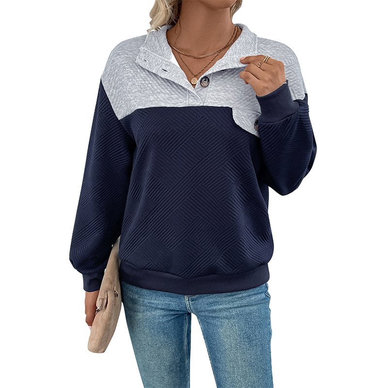 Women's Shawl Collar Plain Casual Spring/Fall Long Sleeve Sweatshirt