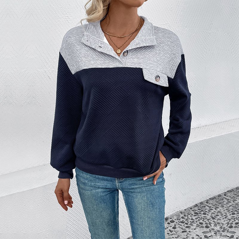 Women's Shawl Collar Plain Casual Spring/Fall Long Sleeve Sweatshirt