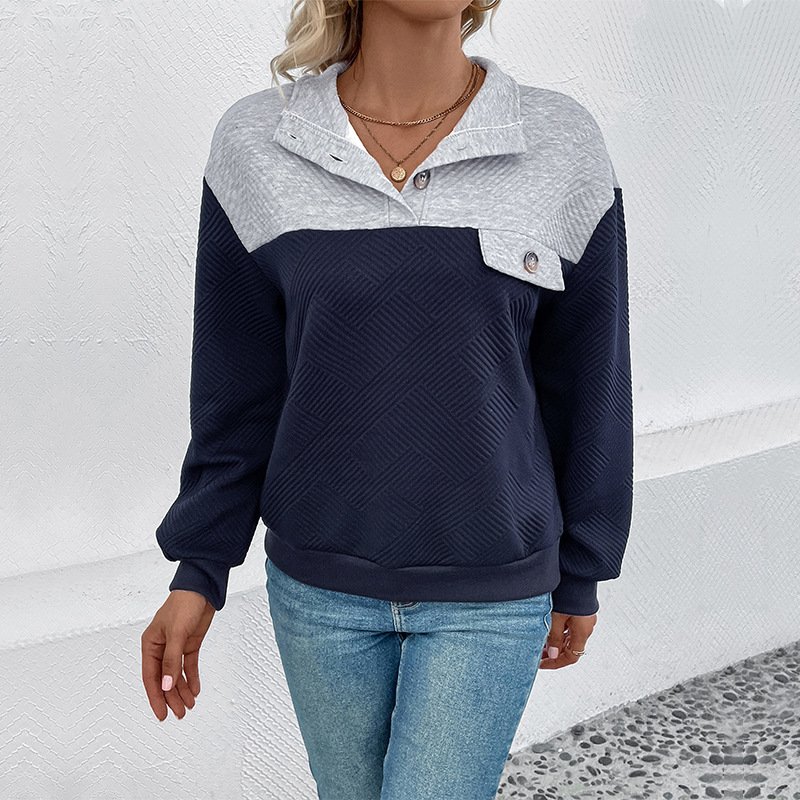 Women's Shawl Collar Plain Casual Spring/Fall Long Sleeve Sweatshirt