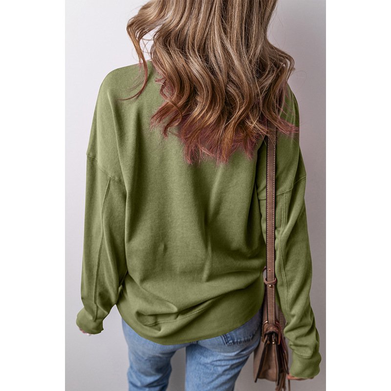 Women's Crew Neck Plain Casual Spring/Fall Long Sleeve Sweatshirt