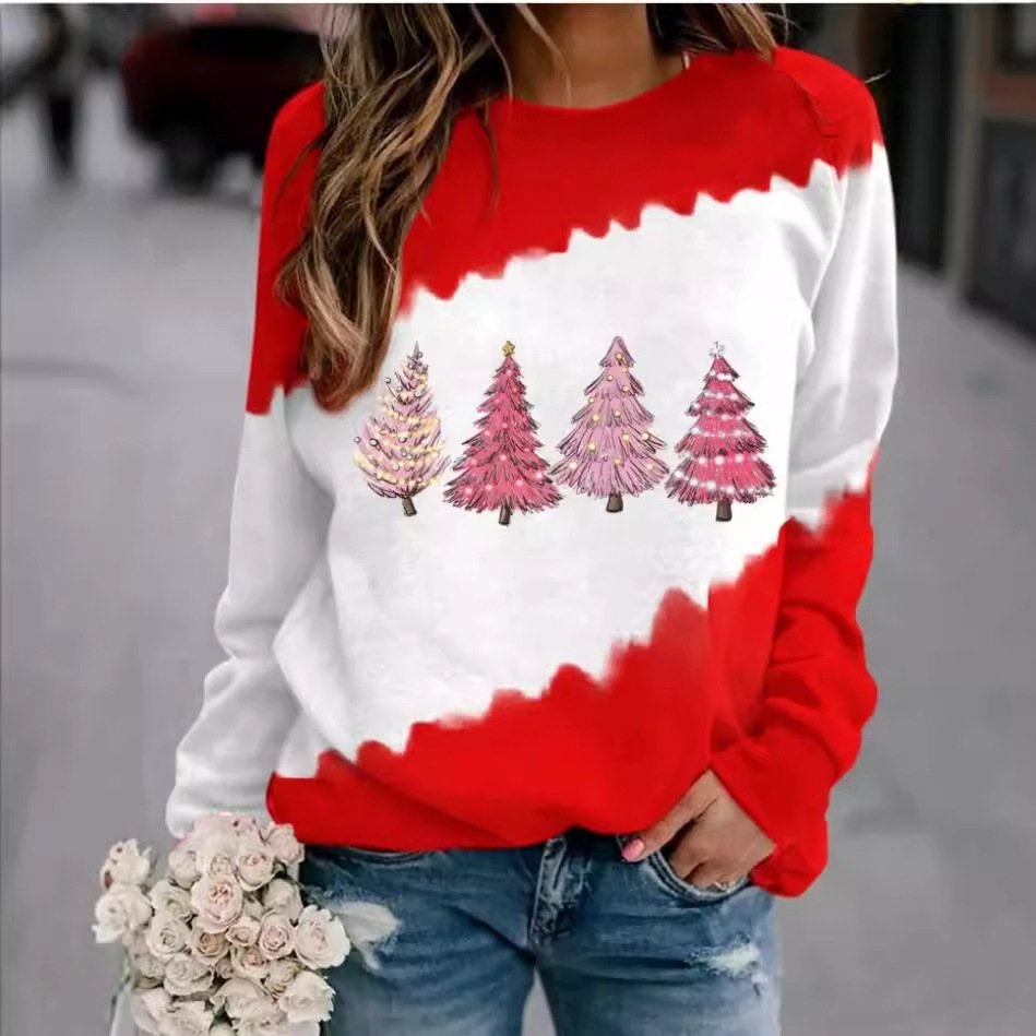 Women's Crew Neck Christmas Casual Spring/Fall Long Sleeve Sweatshirt