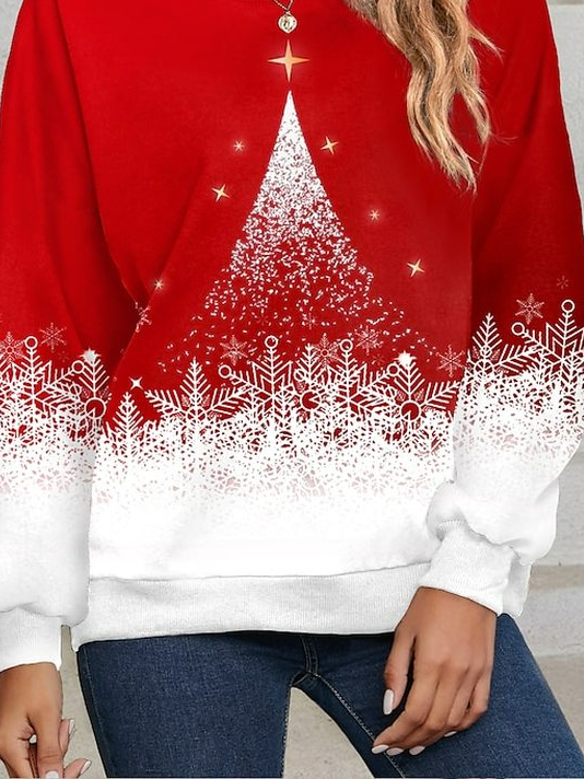 Women's Crew Neck Christmas Casual Spring/Fall Long Sleeve Sweatshirt