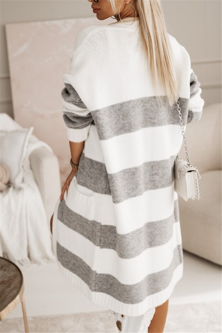 Women's Casual Winter Striped Wool/Knitting Cardigan