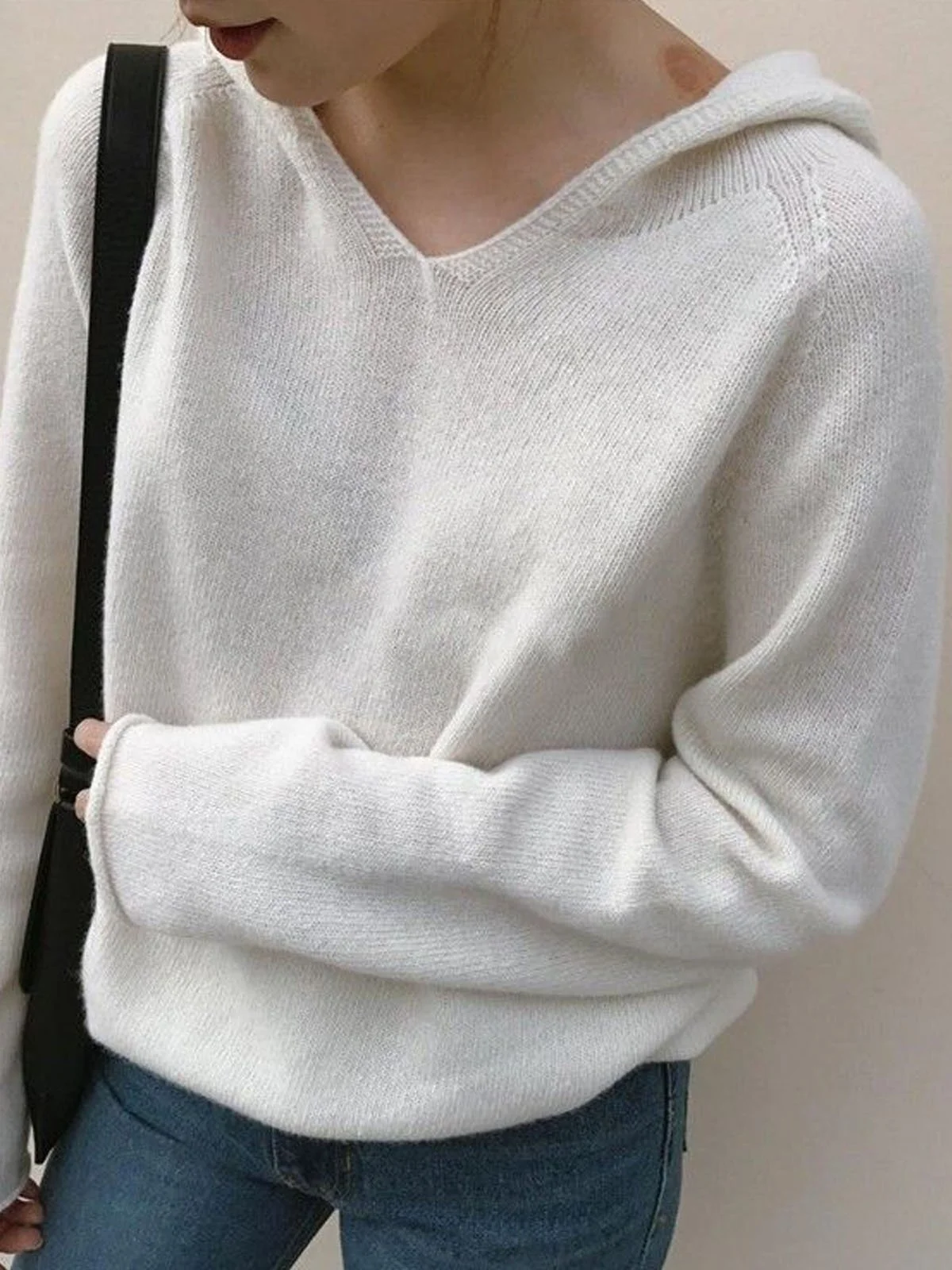 Women's Spring/Fall Plain Casual Long Sleeve Hoodie Yarn/Wool Yarn Sweater