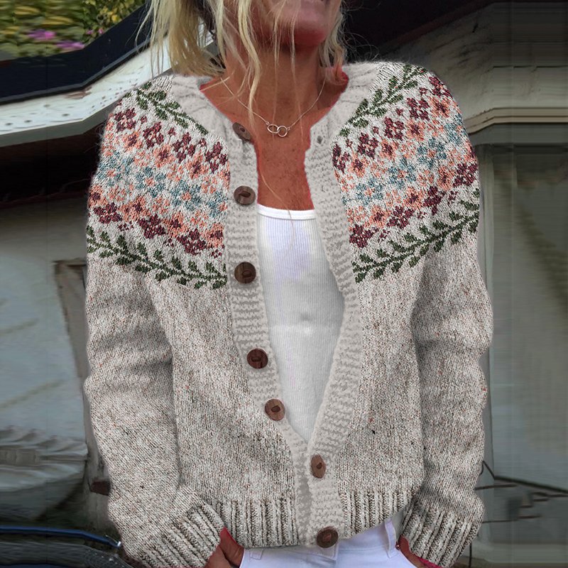 Women's Casual Winter Plants Knitted Cardigan