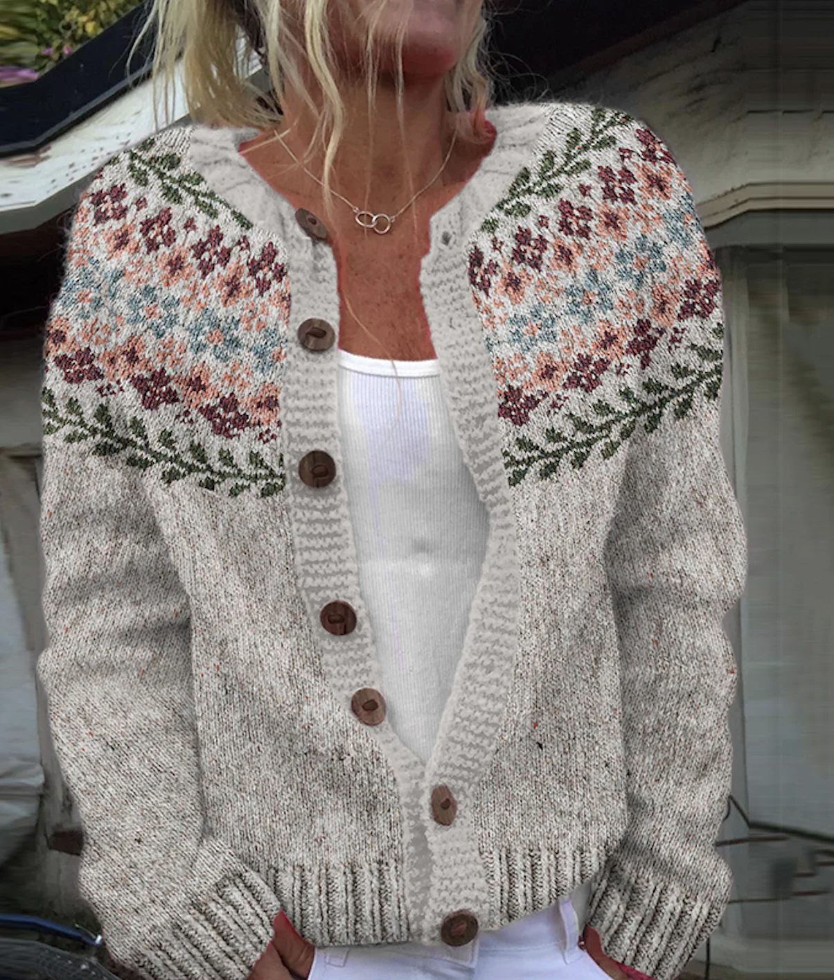 Women's Casual Winter Plants Knitted Cardigan