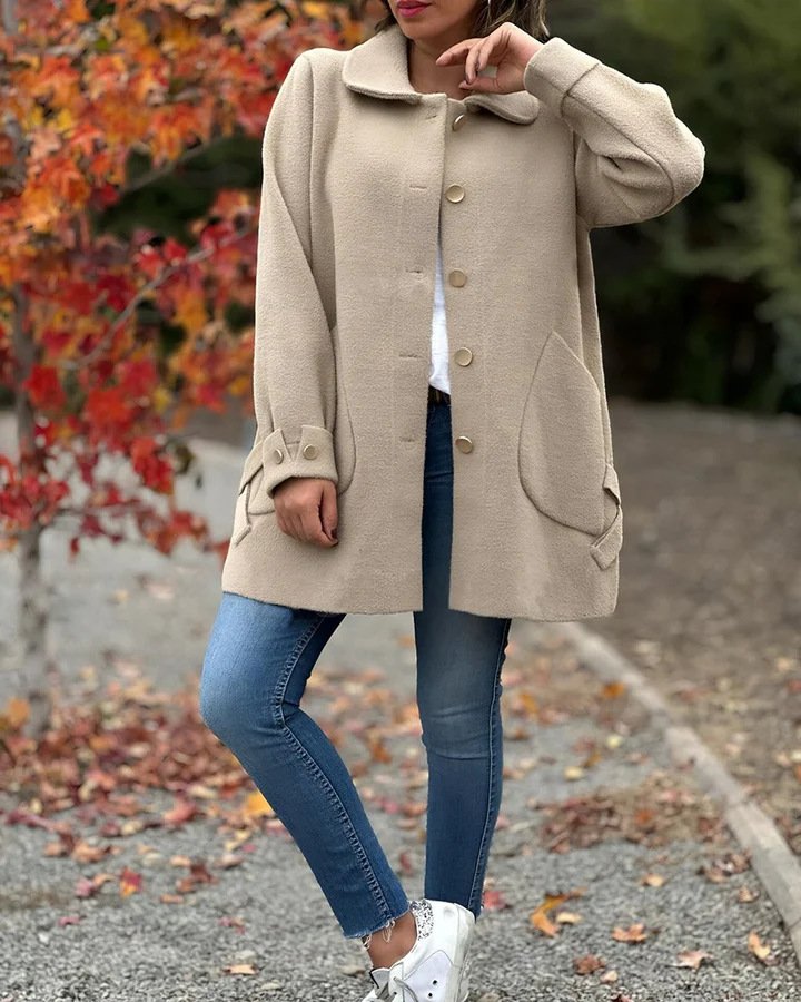 Women's Autumn Outerwear Casual Plain Long Sleeve Shawl Collar Jacket