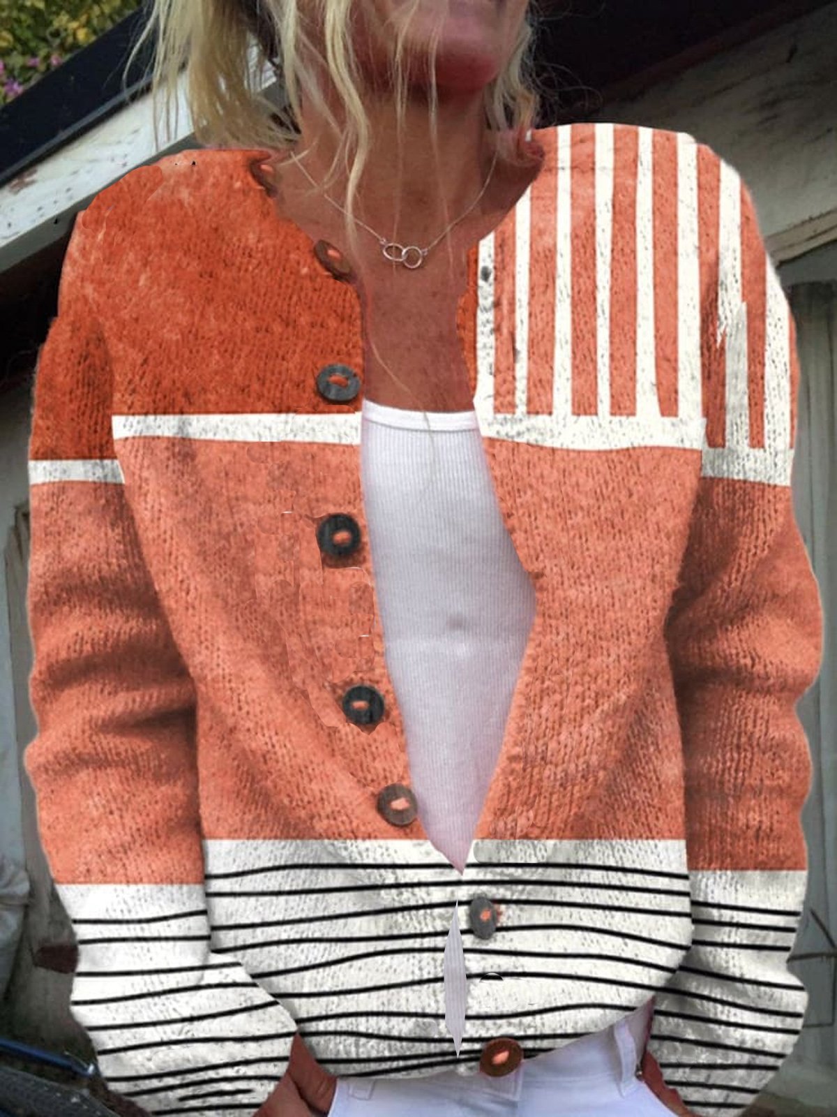 Women's Casual Spring/Fall Striped Buttoned Cardigan