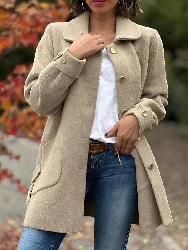 Women's Autumn Outerwear Casual Plain Long Sleeve Shawl Collar Jacket