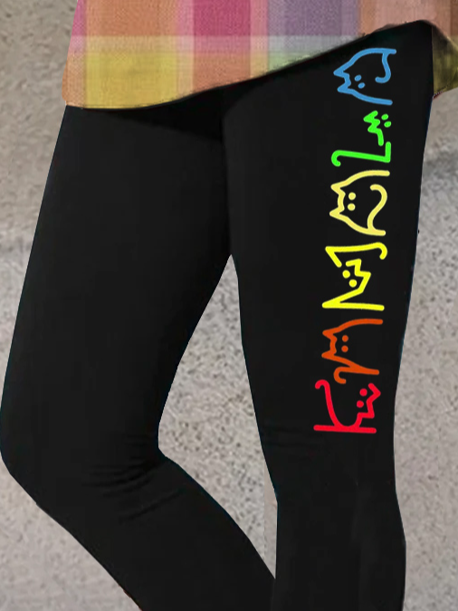 Women's Text Letters Casual All Season Long Leggings