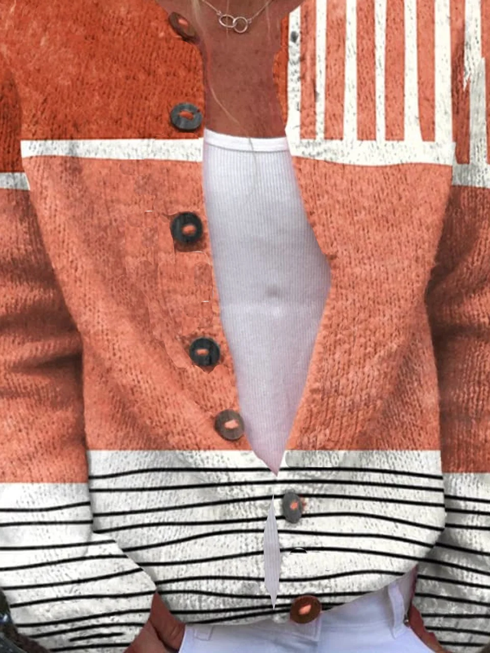 Women's Casual Spring/Fall Striped Buttoned Cardigan