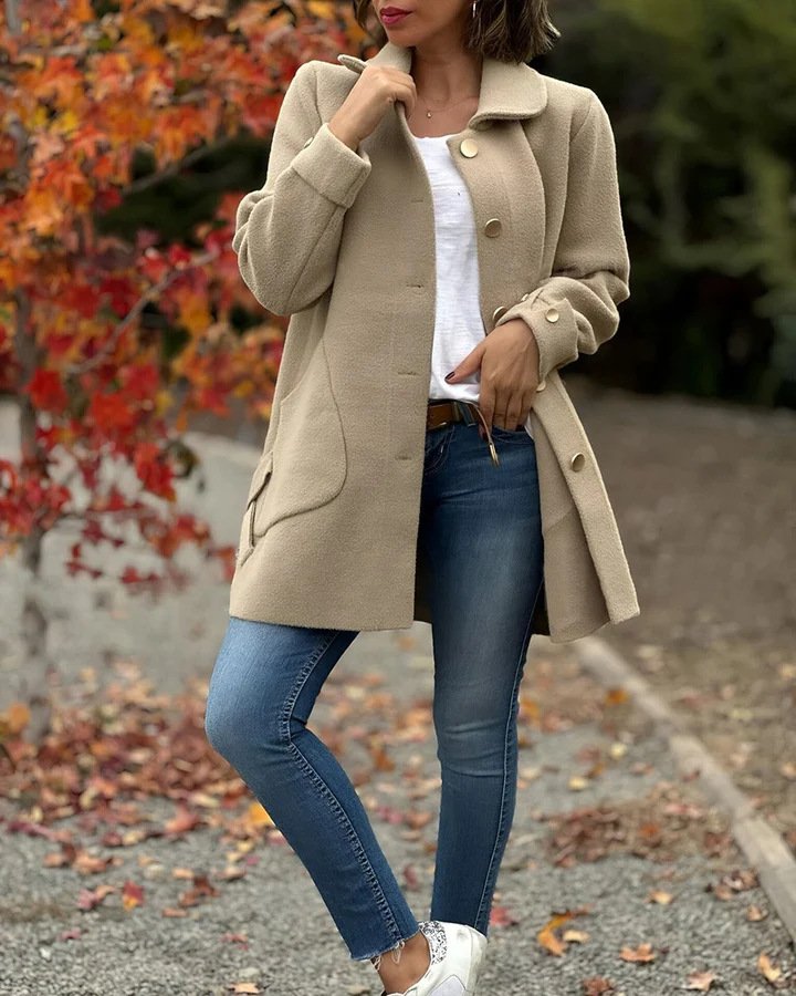 Women's Autumn Outerwear Casual Plain Long Sleeve Shawl Collar Jacket