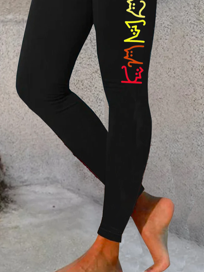 Women's Text Letters Casual All Season Long Leggings