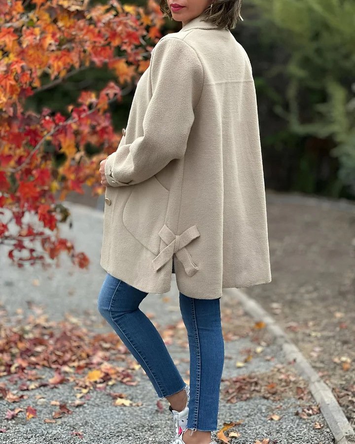 Women's Autumn Outerwear Casual Plain Long Sleeve Shawl Collar Jacket