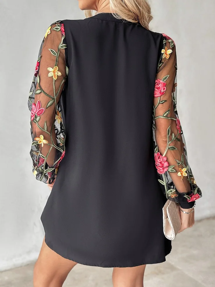 Women's Long Sleeve Spring/Fall Floral Dress V Neck Daily Going Out Casual Midi H-Line