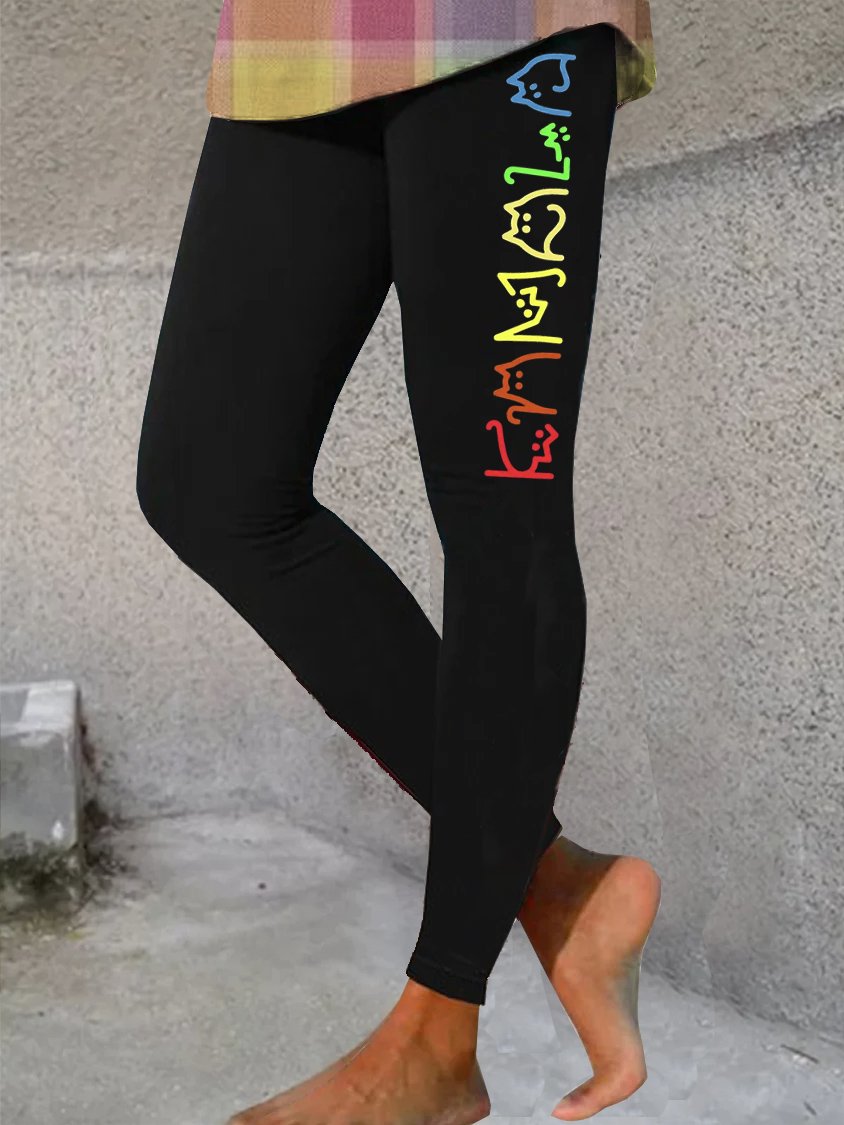 Women's Text Letters Casual All Season Long Leggings