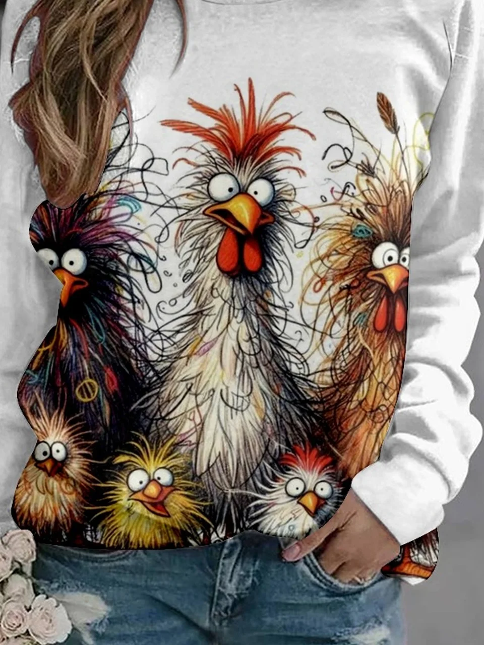 Women's Crew Neck Turkey Casual Spring/Fall Long Sleeve Sweatshirt