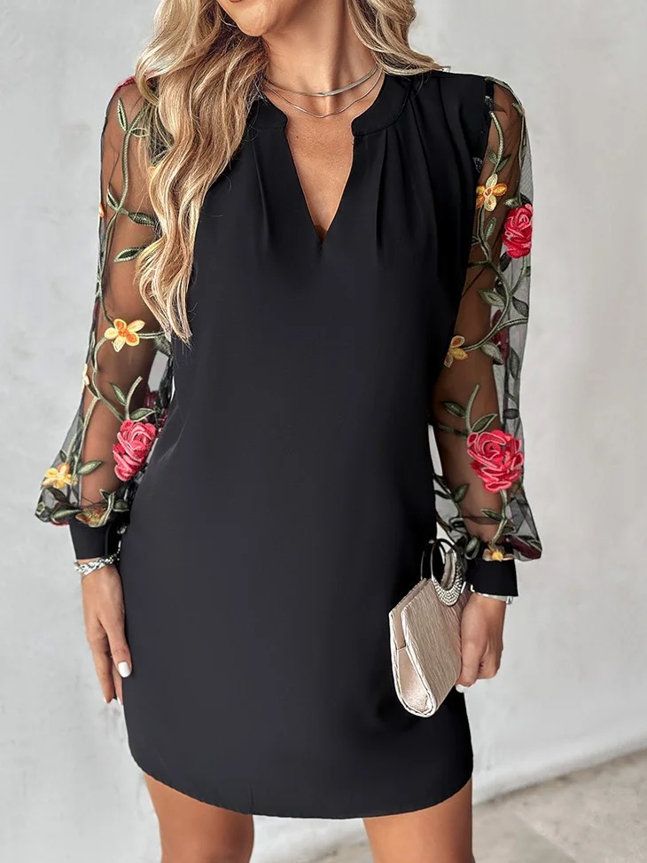 Women's Long Sleeve Spring/Fall Floral Dress V Neck Daily Going Out Casual Midi H-Line