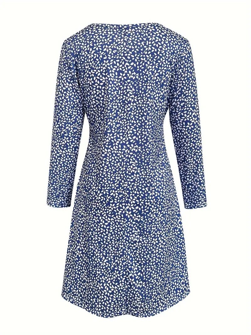 Women's Long Sleeve Spring/Fall Floral Dress V Neck Daily Going Out Casual Midi H-Line Dress