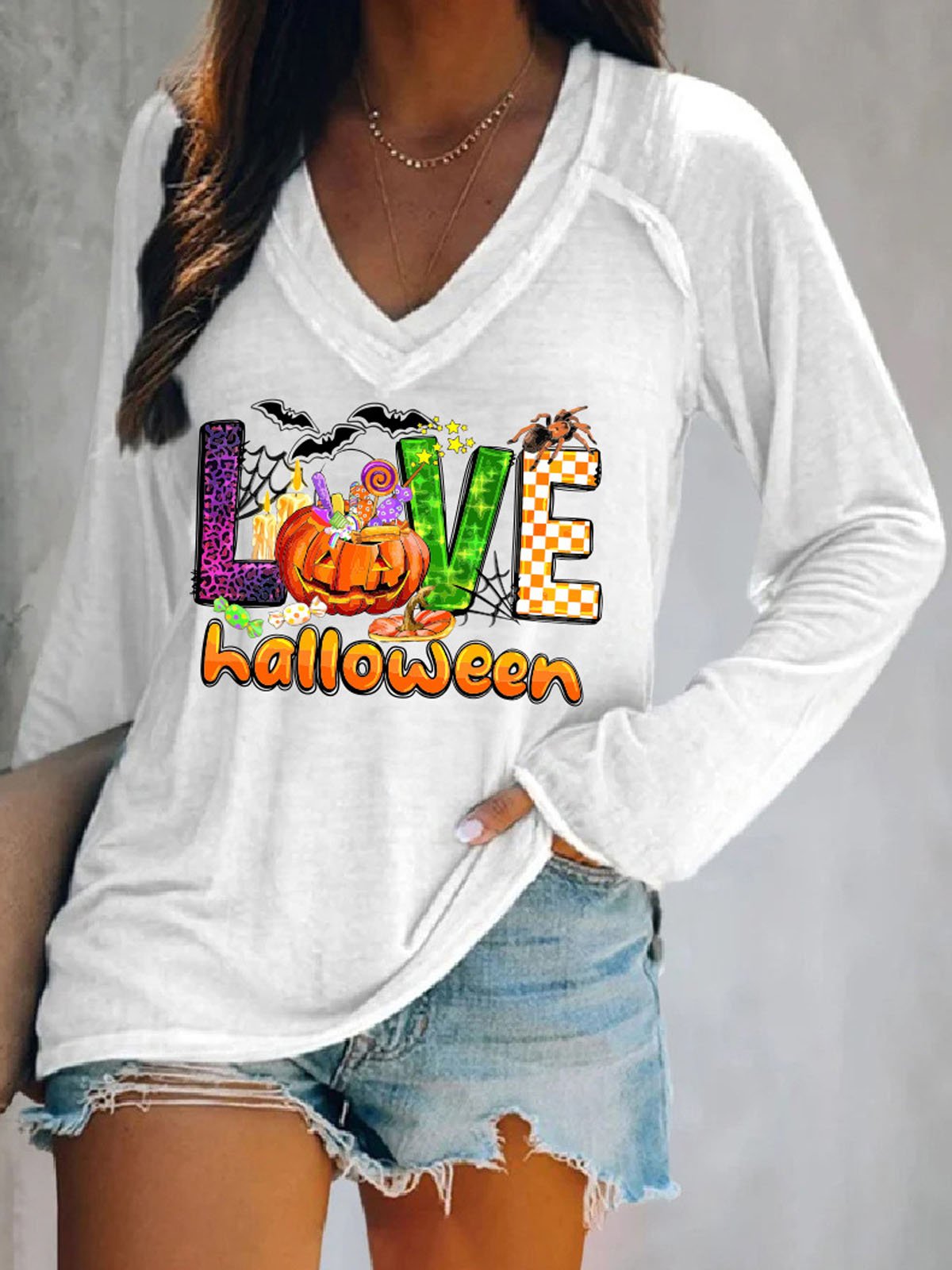 Women's Long Sleeve Tee T-shirt Spring/Fall Text Letters V Neck Daily Going Out Casual Top