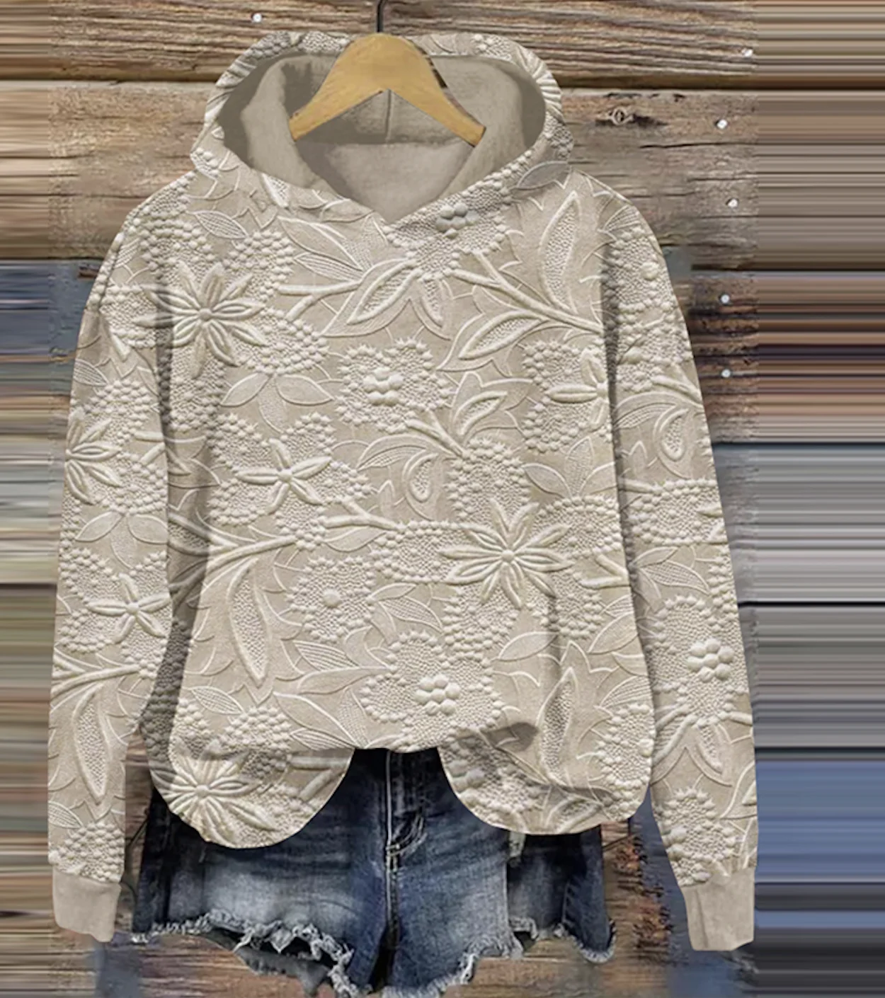 Women's Floral Spring/Fall Cotton Long Sleeve Casual Daily Hoodie