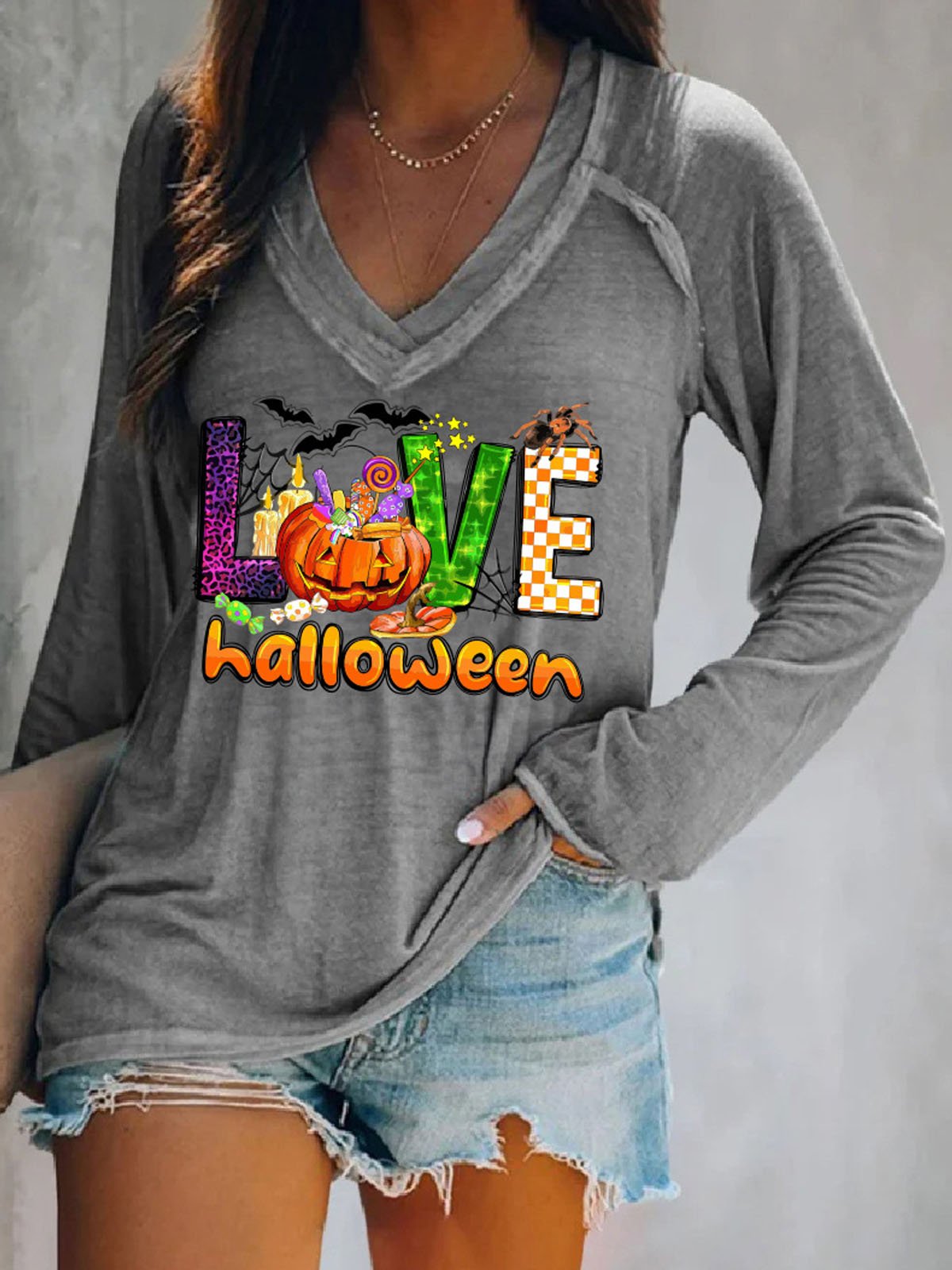 Women's Long Sleeve Tee T-shirt Spring/Fall Text Letters V Neck Daily Going Out Casual Top