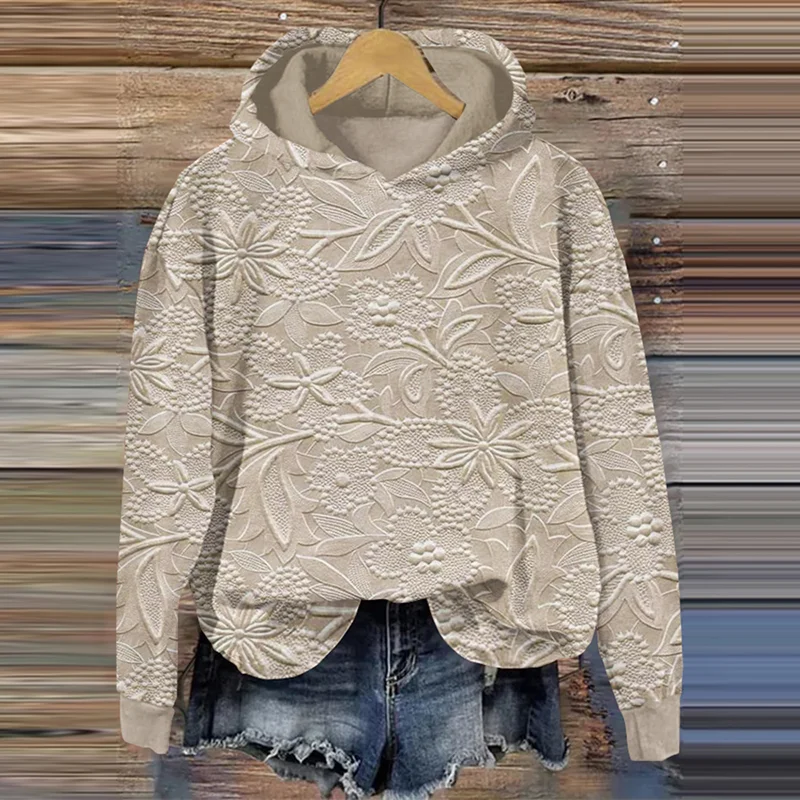 Women's Floral Spring/Fall Cotton Long Sleeve Casual Daily Hoodie