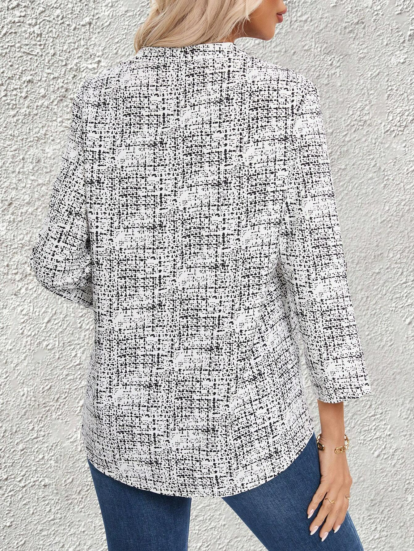 Women's Long Sleeve Blouse Spring/Fall Geometric V Neck Daily Going Out Casual Top