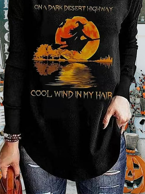 Women's Long Sleeve Tee T-shirt Spring/Fall Halloween Printing Jersey V Neck Daily Going Out Vintage Top